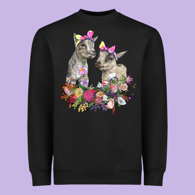 Floral Baby Goats Heavyweight Sweatshirt Designed By Ranaportraitstore