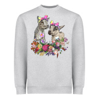 Heather Grey floral baby goats Heavyweight Sweatshirt - RanaPortraitStore