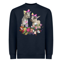 Navy floral baby goats Heavyweight Sweatshirt - RanaPortraitStore