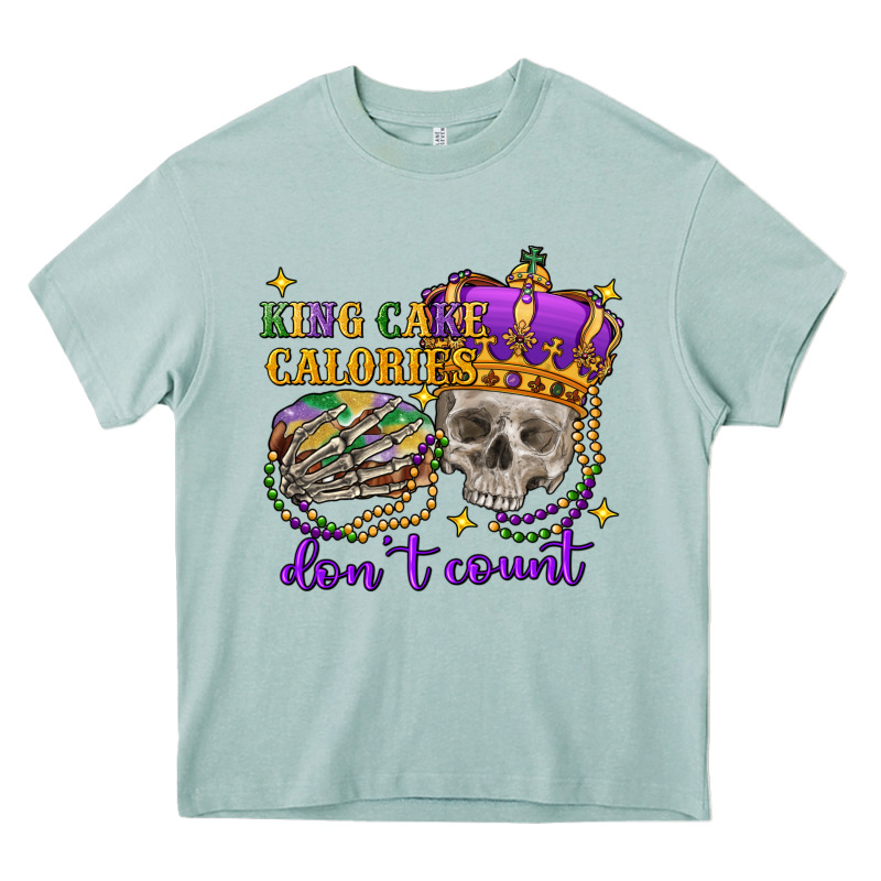 King Cake Calories Don't Count Skull Heavy Core Tee by FaDigitalArtStudio | Teevron