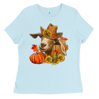 Baby Blue fall goat Ladies Tee - LillyAllenDesigns