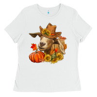 White fall goat Ladies Tee - LillyAllenDesigns