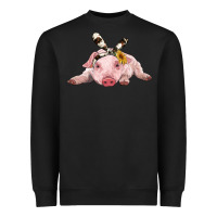 Black baby pig with cowhide ribbon Heavyweight Sweatshirt - RanaPortraitStore