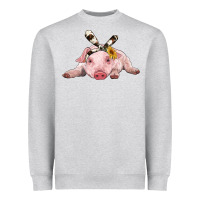 Baby Pig With Cowhide Ribbon Heavyweight Sweatshirt | Teevron