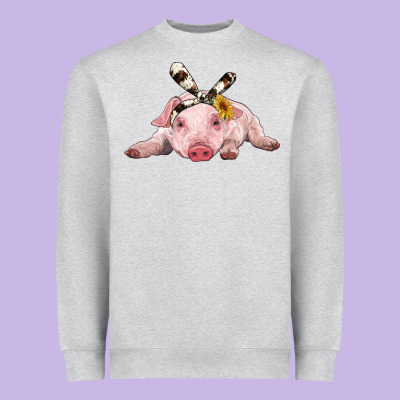 Baby Pig With Cowhide Ribbon Heavyweight Sweatshirt Designed By Ranaportraitstore