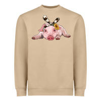 Mushroom baby pig with cowhide ribbon Heavyweight Sweatshirt - RanaPortraitStore