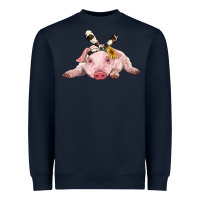 Navy baby pig with cowhide ribbon Heavyweight Sweatshirt - RanaPortraitStore