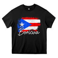 Black puerto rico boricua vintage puerto rican flag pride t shirt Heavy Core Tee - linhVisuals