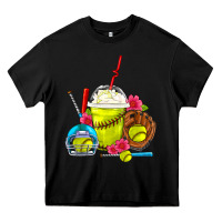 Black Softball Frappe Coffee Heavy Core Tee - FaDigitalArtStudio
