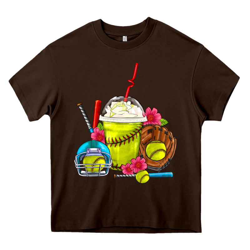 Softball Frappe Coffee Heavy Core Tee by FaDigitalArtStudio | Teevron