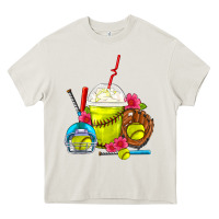Cream Softball Frappe Coffee Heavy Core Tee - FaDigitalArtStudio
