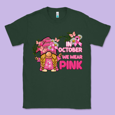 In October We Wear Pink Gnome Classic Tee Designed By Barkaloodesign
