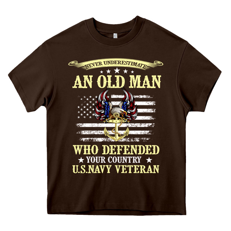 Never Underestimate An Old Man Us Navy Veteran Heavy Core Tee by linhVisuals | Teevron