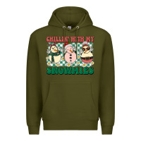 Army Green Chillin with my Snowmies Premium Hoodie - BarkalooDesign