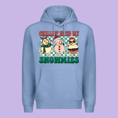 Chillin With My Snowmies Premium Hoodie Designed By Barkaloodesign