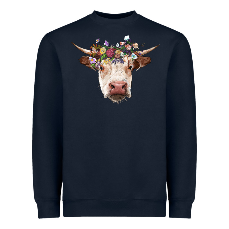 Hereford Cow With Floral Headband Heavyweight Sweatshirt by RanaPortraitStore | Teevron