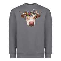 Storm hereford cow with floral headband Heavyweight Sweatshirt - RanaPortraitStore