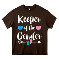 Chocolate Brown keeper of the gender reveal tee shirt girl or boy blue pink Heavy Core Tee - linhVisuals