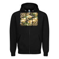 Black leopard camo pattern background Zipper Hoodie - Jasminsmagicworld