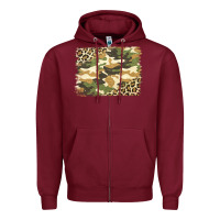 Burgundy leopard camo pattern background Zipper Hoodie - Jasminsmagicworld
