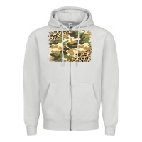 Dove Grey leopard camo pattern background Zipper Hoodie - Jasminsmagicworld