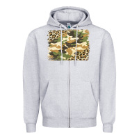 Heather Grey leopard camo pattern background Zipper Hoodie - Jasminsmagicworld