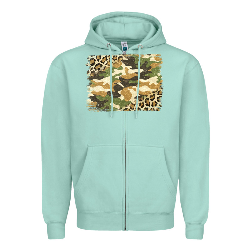 Leopard Camo Pattern Background Zipper Hoodie by Jasminsmagicworld | Teevron