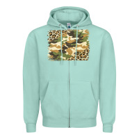 Seafoam leopard camo pattern background Zipper Hoodie - Jasminsmagicworld