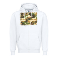 White leopard camo pattern background Zipper Hoodie - Jasminsmagicworld