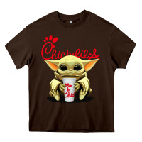 Chocolate Brown baby yoda hold Heavy Core Tee - linhVisuals