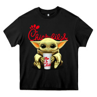 Black baby yoda hold Heavy Core Tee - linhVisuals