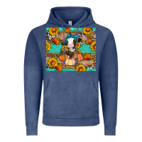 Vintage Denim Cow fall pumpkin Vintage Hoodie - Artiststas
