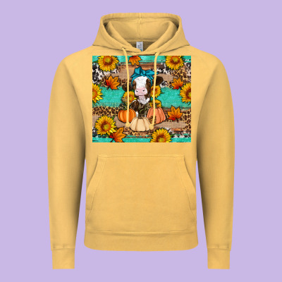 Cow Fall Pumpkin Vintage Hoodie Designed By Artiststas