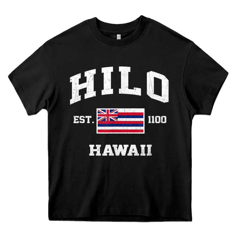 Hilo Hawaii Hi Vintage State Athletic Style T Shirt Heavy Core Tee by linhVisuals | Teevron