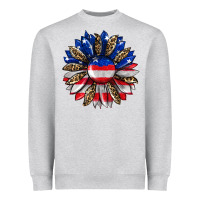 Heather Grey american flag leopard Heavyweight Sweatshirt - RanaPortraitStore