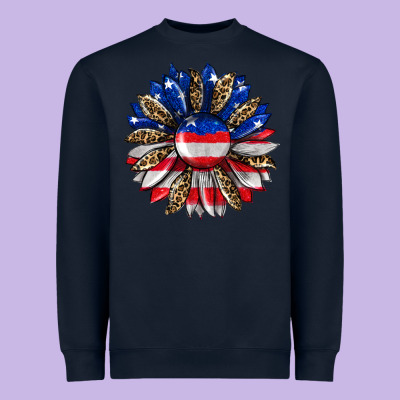 American Flag Leopard Heavyweight Sweatshirt Designed By Ranaportraitstore