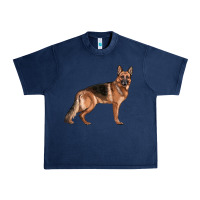 Navy German Shepherd Dog Illustrations Urban Heavy Tee - LillyAllenDesigns