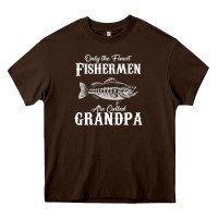Chocolate Brown mens only the finest fishermen grandad premium Heavy Core Tee - linhVisuals