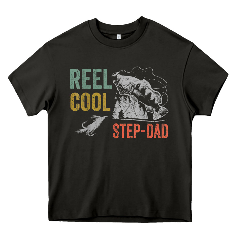 Mens Reel Cool Step Dad Fishing Funny Fathers Day Heavy Core Tee by linhVisuals | Teevron