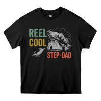 Black mens reel cool step dad fishing funny fathers day Heavy Core Tee - linhVisuals