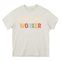 Cream Social Worker Job Occupation Funny Birthday Heavy Core Tee - linhVisuals