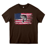 Chocolate Brown bass fishing distressed american flag essential Heavy Core Tee - linhVisuals