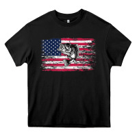 Black bass fishing distressed american flag essential Heavy Core Tee - linhVisuals