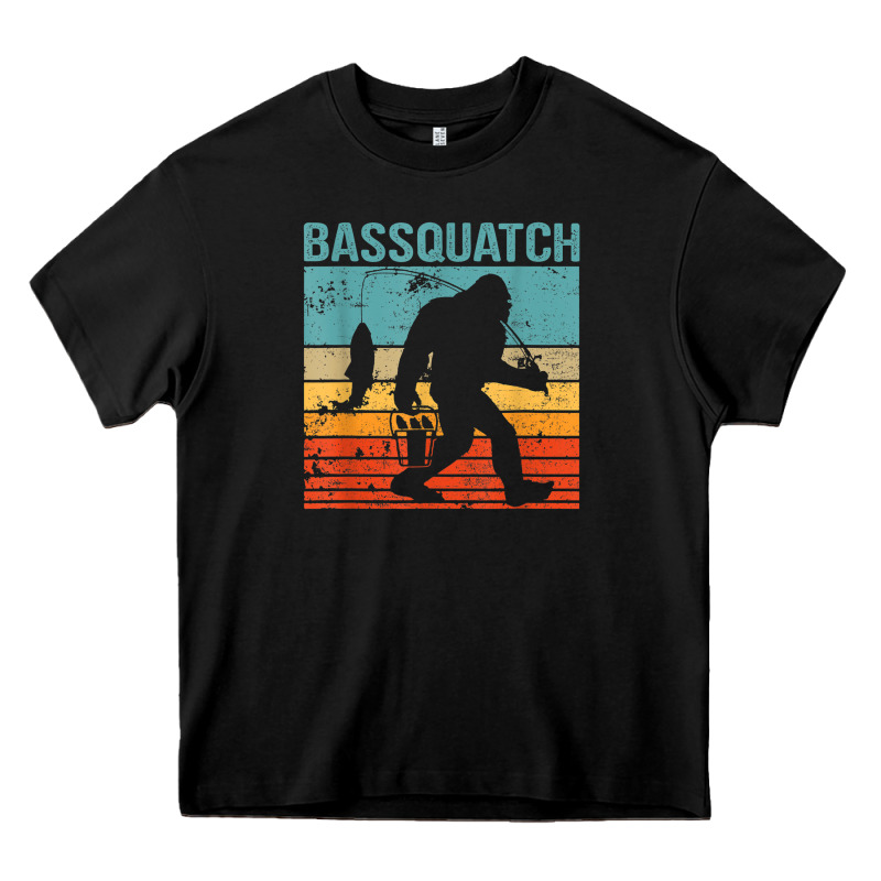 Bassquatch! Funny Bigfoot Fishing Outdoor Retro Heavy Core Tee by linhVisuals | Teevron