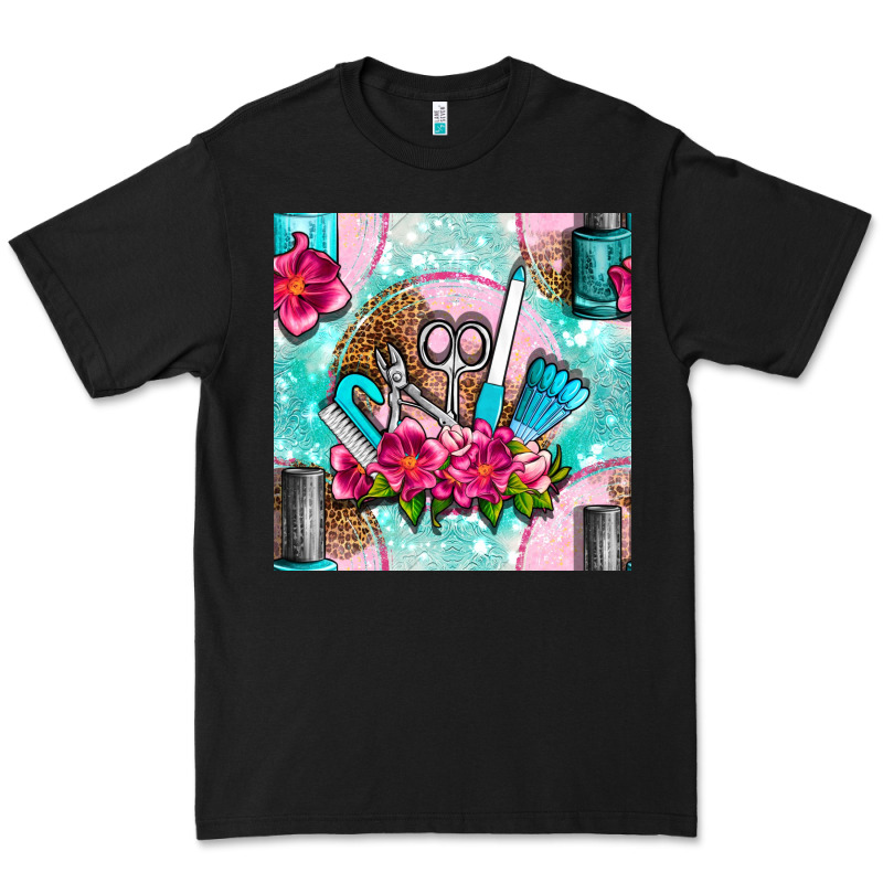 Nail Tools And Polish With Flowers And Tooled Leather Seamless Pattern Premium Tee by BundleAndBundleShop | Teevron
