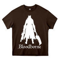 Chocolate Brown bloodborne zipped Heavy Core Tee - linhVisuals