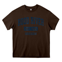 Chocolate Brown hood river oregon or vintage sports established navy design t shirt Heavy Core Tee - linhVisuals