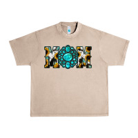 French Oak Sunflower Cowhide Turquoise Gemstone Mom Urban Heavy Tee - Jasminsmagicworld