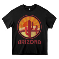 Black arizona cactus sunset scene graphic t shirt Heavy Core Tee - linhVisuals