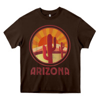 Chocolate Brown arizona cactus sunset scene graphic t shirt Heavy Core Tee - linhVisuals